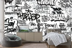 Fototapeta: Czarno-białe graffiti w stylu street art