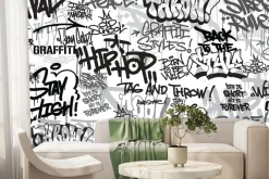 Fototapeta: Czarno-białe graffiti w stylu street art