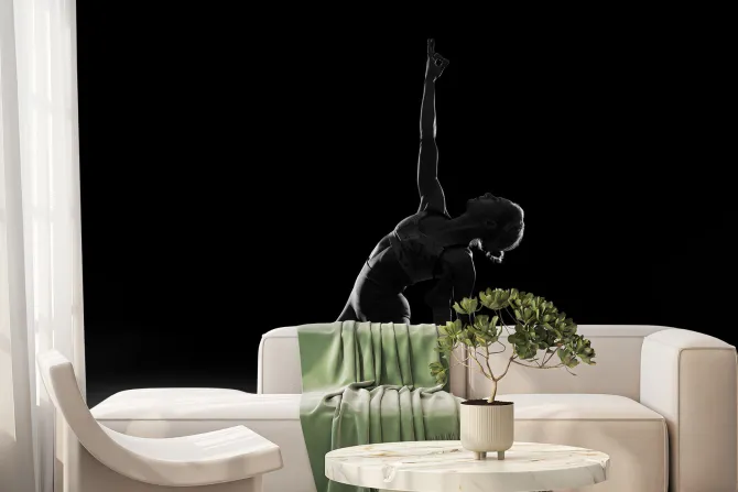 Fototapeta: Czarno-białe zdjęcie gimnastyczki