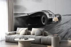 Fototapeta: Czarno-białe zdjęcie auta w stylu retro