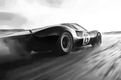 Fototapeta: Czarno-białe zdjęcie auta w stylu retro