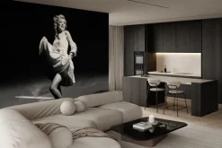 Fototapeta: Czarno-białe zdjęcie kobiety w sukience w stylu monroe