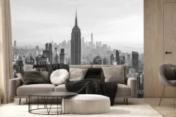 Fototapeta: Czarno-biały nowy jork widok na empire state building