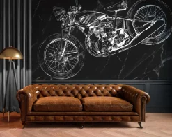 Fototapeta: Czarno-biały rysowany motor