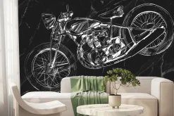 Fototapeta: Czarno-biały rysowany motor