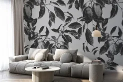 Fototapeta: Czarno-biały wzór drzewa owocowego