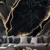 Fototapeta: Czarny marmur ze złotymi liniami