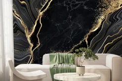Fototapeta: Czarny marmur ze złotymi liniami