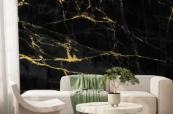 Fototapeta: Czarny marmur ze złotymi zdobieniami