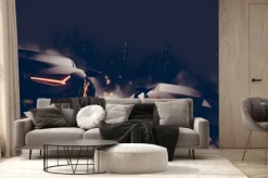 Fototapeta: Czarny matowy wyścig samochodów sportowych w mieście