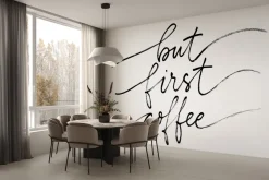 Fototapeta: Czarny napis o kawie na białym tle