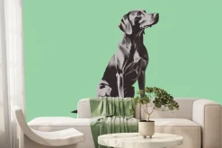 Fototapeta: Czarny pies ilustracja zwierzę na zielonym tle