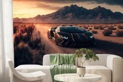 Fototapeta: Czarny samochód na pustyni