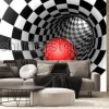 Fototapeta: Czerwona kula w czarno białym tunelu 3d