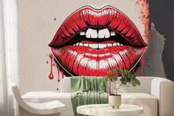 Fototapeta: Czerwone kobiece usta w stylu pop art