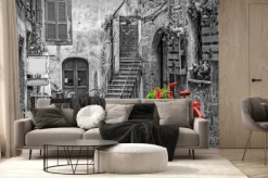 Fototapeta: Czerwony rower na uliczce w toskanii