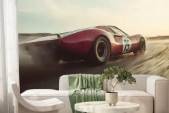 Fototapeta: Czerwony samochód w stylu retro