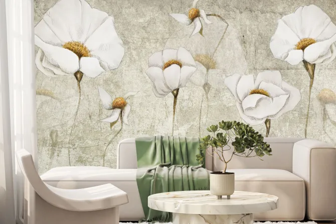 Fototapeta: 3d białe kwiaty