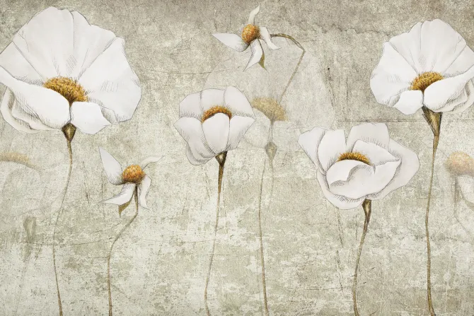 Fototapeta: 3d białe kwiaty