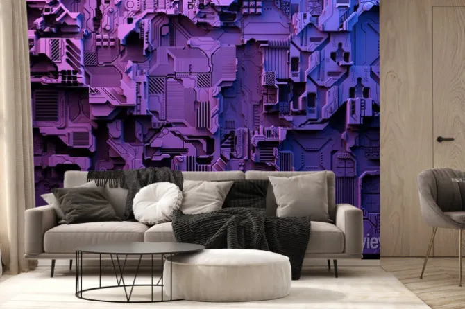 Fototapeta: 3d illustration of a pattern in the form of a metal, technological