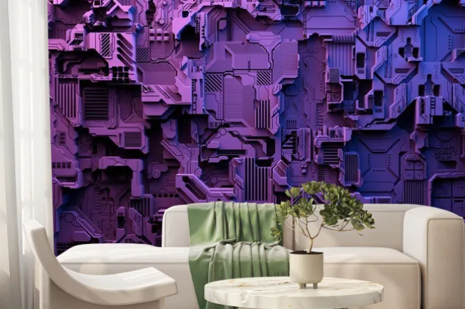 Fototapeta: 3d illustration of a pattern in the form of a metal, technological