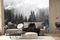 Fototapeta: 3d mural illustration drawing landscape forest tree wallpaper