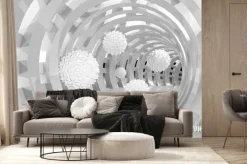 Fototapeta: 3d tunel z latającymi kulkami