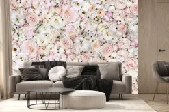Fototapeta: Delicate blooming festive light pink and white flowers, blossoming