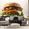 Fototapeta: Delicious beef burger consists of bun bread, patty, pickle, onion,