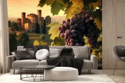 Fototapeta: Delicious grapes in picturesque vineyard. based on generative