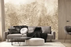 Fototapeta: Delikatne brązowe liście na jasnym tle