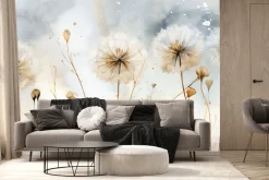 Fototapeta: Delikatne dmuchawce na akwarelowym tle subtelny botaniczny motyw