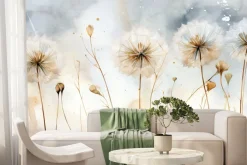 Fototapeta: Delikatne dmuchawce na akwarelowym tle subtelny botaniczny motyw