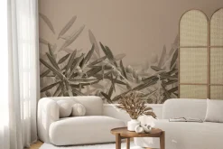Fototapeta: Delikatne gałązki oliwne na jasnym tle