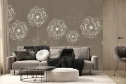 Fototapeta: Delikatne kwiaty na brązowym tle