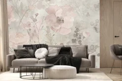 Fototapeta: Delikatne kwiaty na betonowym tle