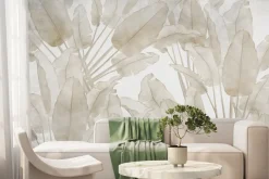 Fototapeta: Delikatne liście palm w kolorach beżu