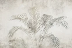 Fototapeta: Delikatne liście palmowe na betonowym tle