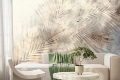 Fototapeta: Delikatne liście palm na betonie