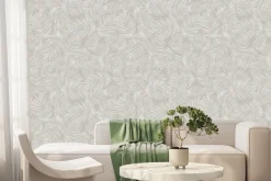 Fototapeta: Delikatne liście palm na jasnym tle