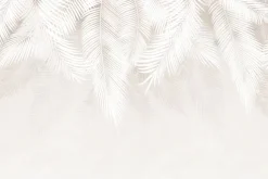 Fototapeta: Delikatne liście w beżowej scenerii