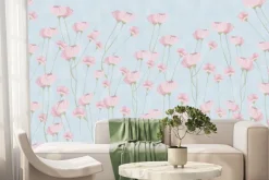 Fototapeta: Delikatne maki na niebieskim tle