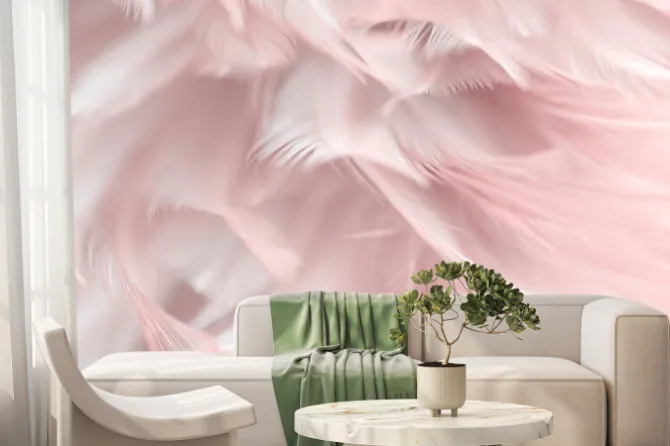 Fototapeta: Delikatne pióra w odcieniach różu