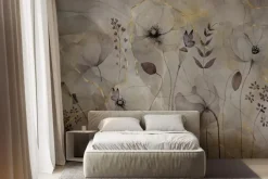 Fototapeta: Delikatne polne maki ze złotym zdobieniem