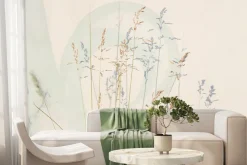 Fototapeta: Delikatne polne trawy na jasnym tle