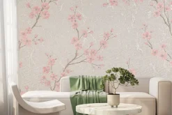 Fototapeta: Delikatne różowe kwiaty wiśni na gałązkach