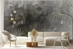 Fototapeta: Delikatne tropikalne rośliny na betonie