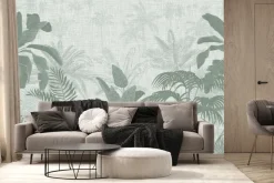 Fototapeta: Delikatne zielone palmy i egzotyczne liście