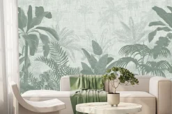 Fototapeta: Delikatne zielone palmy i egzotyczne liście