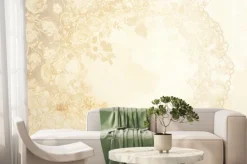 Fototapeta: Delikatny beżowy ornament koronka